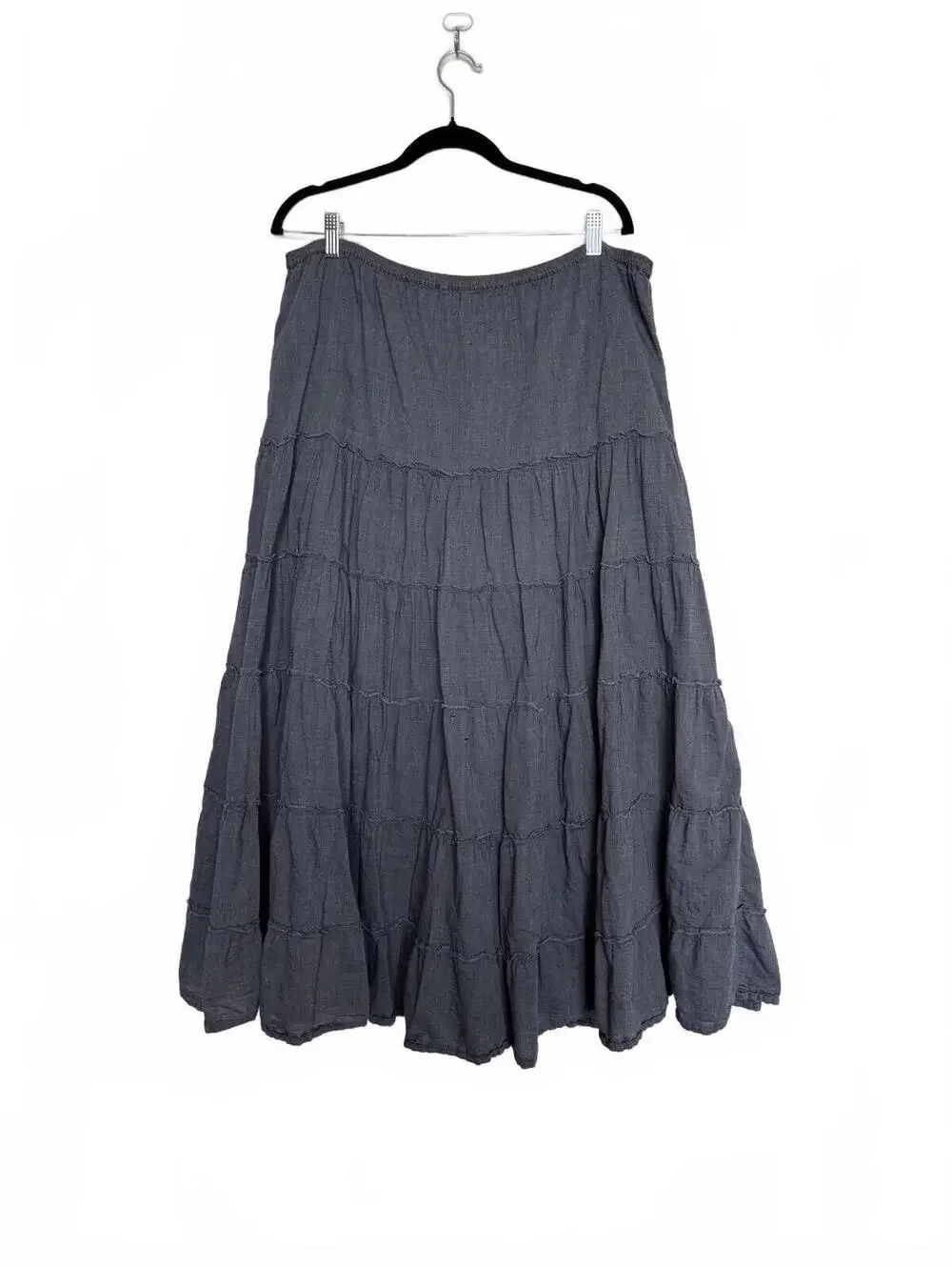 Denim Tiered Peasant Cotton Skirt Size L - Picture 5 of 5